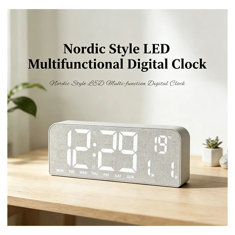 Digital Wooden Alarm Clock LED - Modern Electronics Gadgets 评论和价格